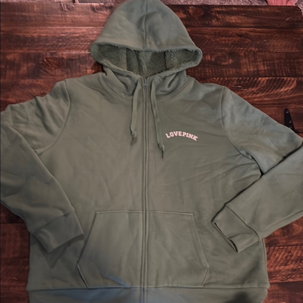 PINK Victoria's Secret Forest Green Sherpa